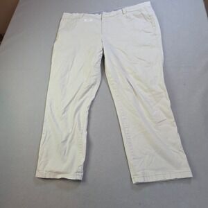 JCP Khaki Chino Pants Mens 16 Cream Cotton Stretch Workwear Distressed